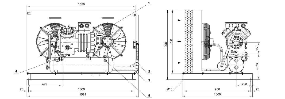 Bản vẽ cụm máy nén dàn ngưng BITZER 15 HP – LH135E/4PES-15Y-40P